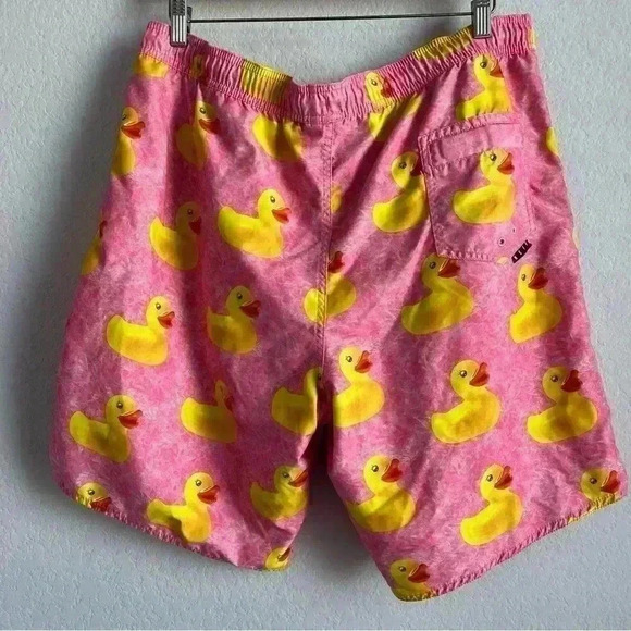 NEFF Men’s Pink Rubber Duckie Swim Board Shorts Size X-Large - Picture 5 of 11